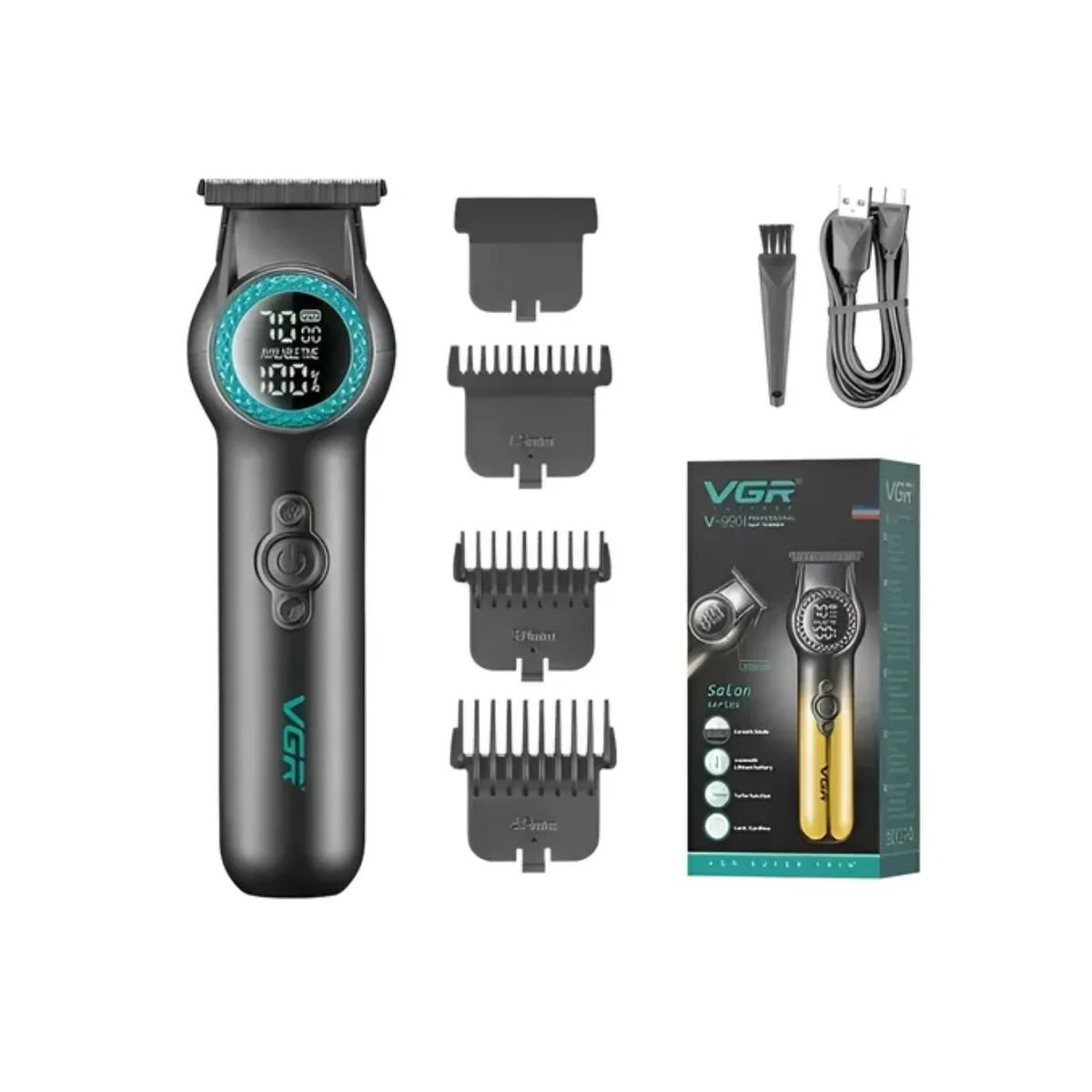 VGR - Máquina Trimmer Profesional Vgr V-990 Luz Led Turbo 8000rpm Negro