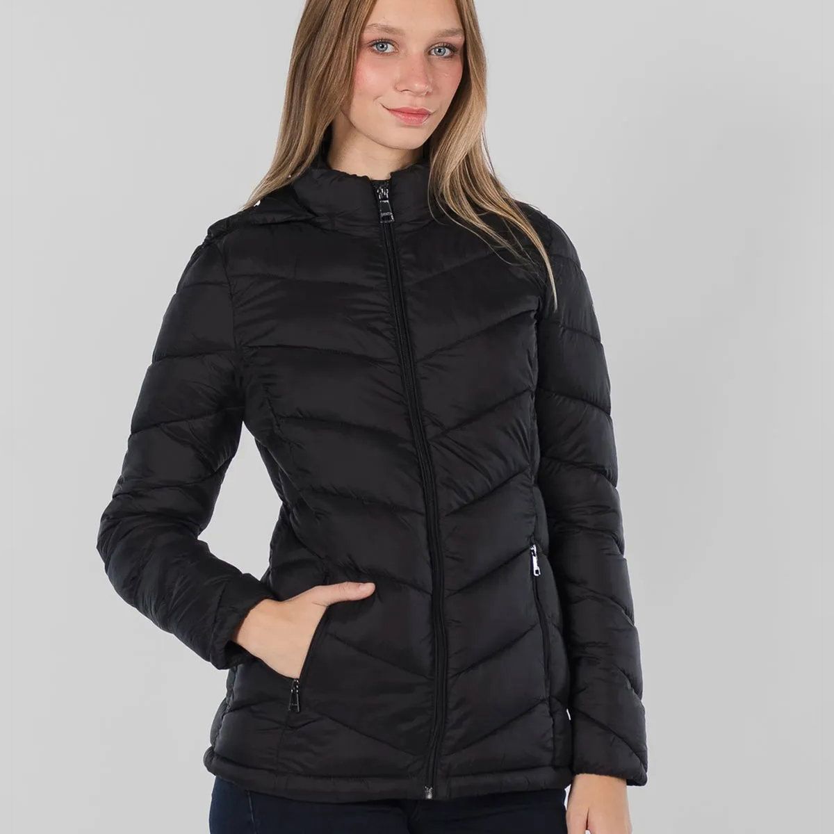 CALVIN KLEIN - Parka Puffer con Gorro Negro Calvin Klein