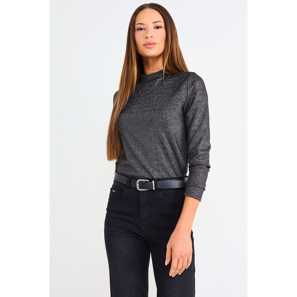 ASH - Polera Manga Larga Lisa Mujer Negro Ash