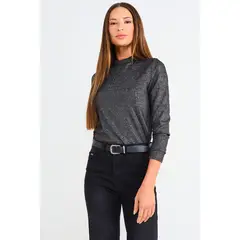 ASH - Polera Manga Larga Lisa Mujer Negro