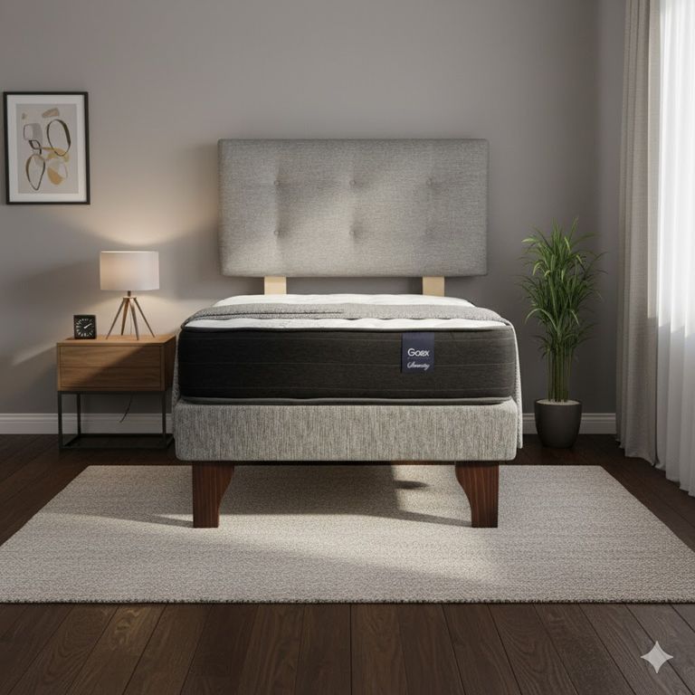 Cama Europea 1 Plaza 200 Respaldo Berna