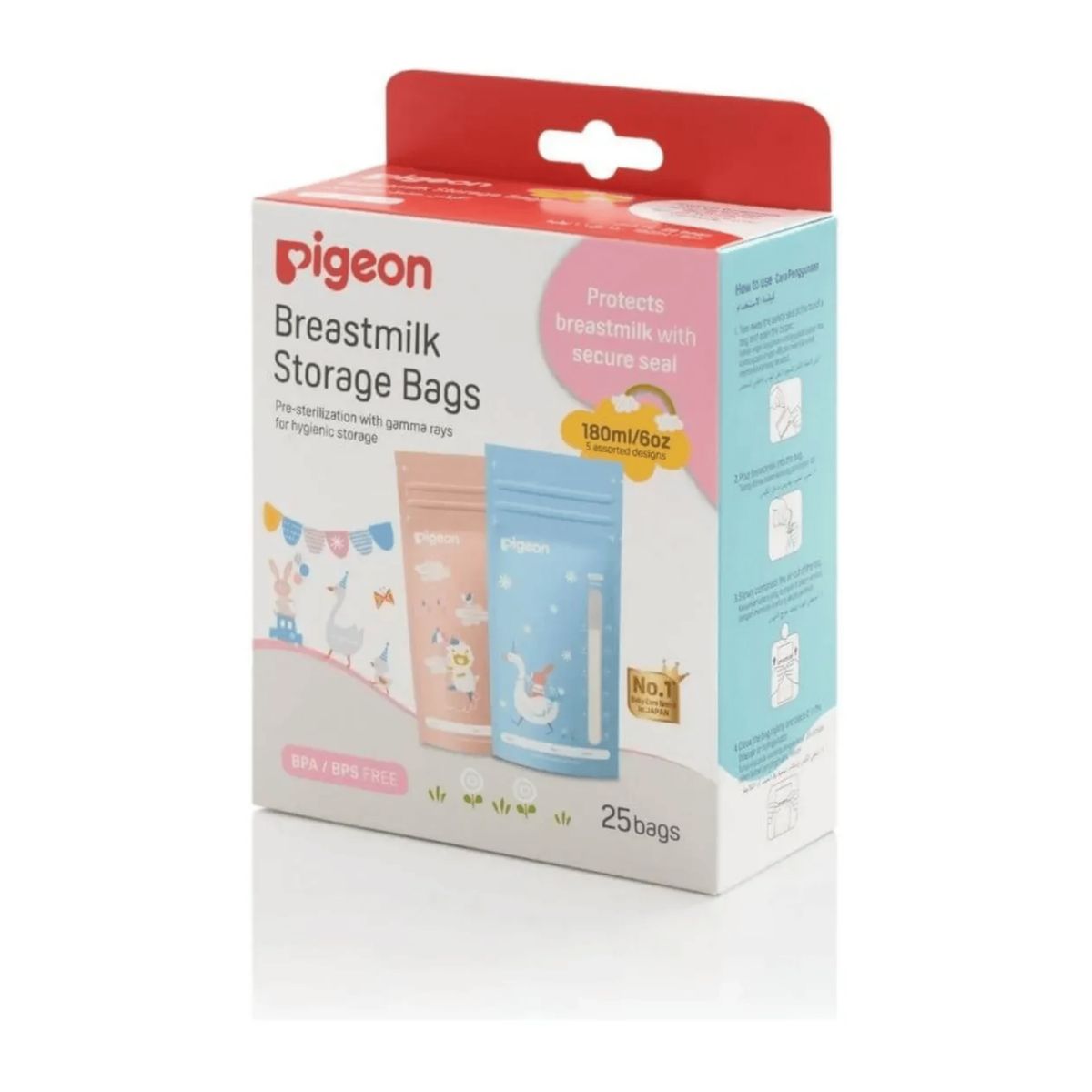PIGEON - Bolsas Almacenar Leche Materna Pigeon 180ml X25 Libre De Bpa