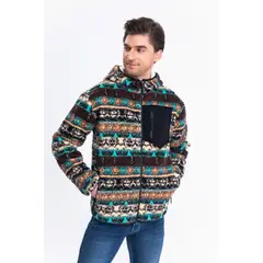 LIKE SHOP - Chaqueta Hombre Polerón Étnico Forro Interior Piel Bolsillo 7565