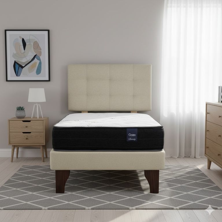 Cama Europea 1 Plaza 200 Respaldo Ginebra