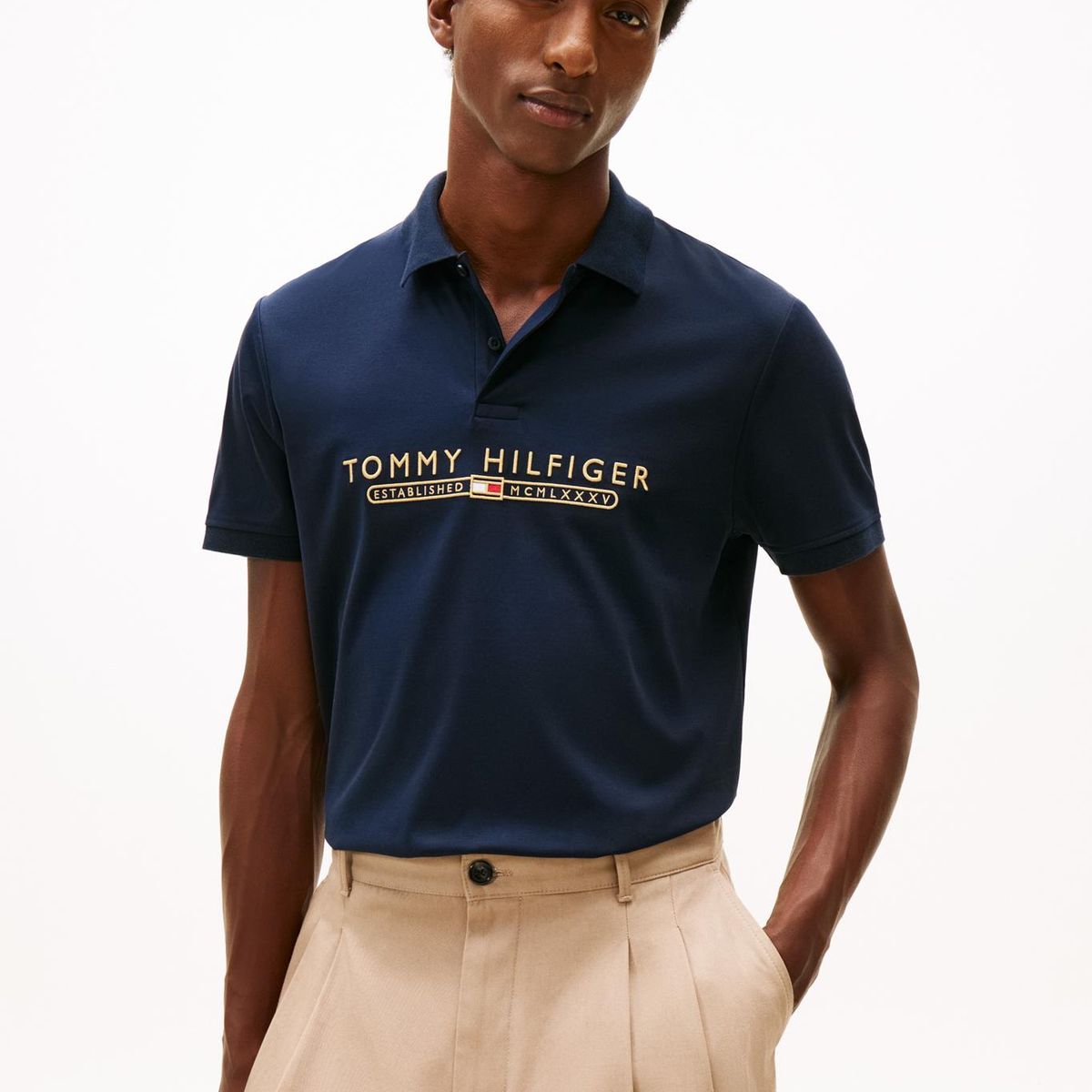 TOMMY HILFIGER - Polo Interlock Lux Regular Fit Azul Tommy Hilfiger