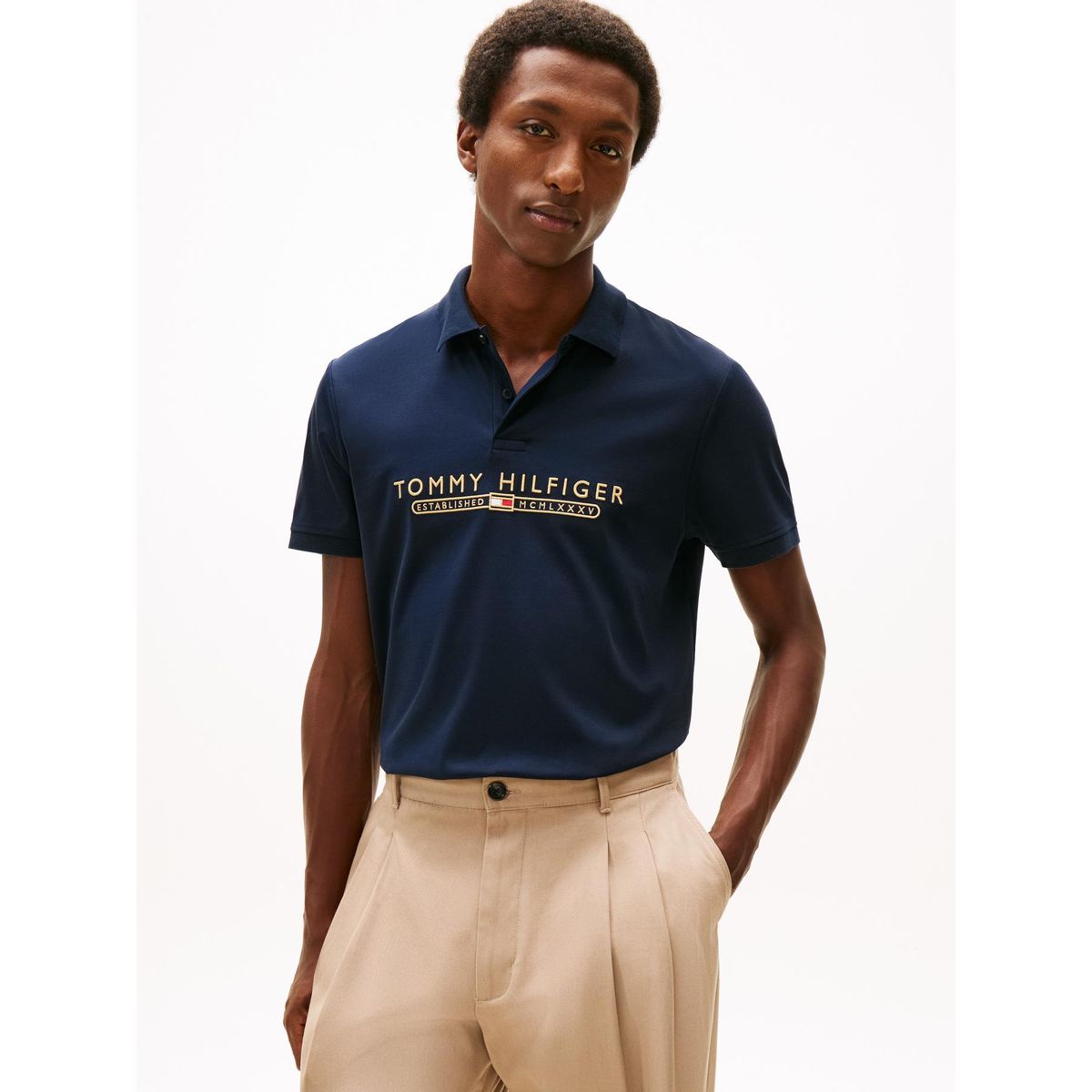 TOMMY HILFIGER - Polo Interlock Lux Regular Fit Azul Tommy Hilfiger