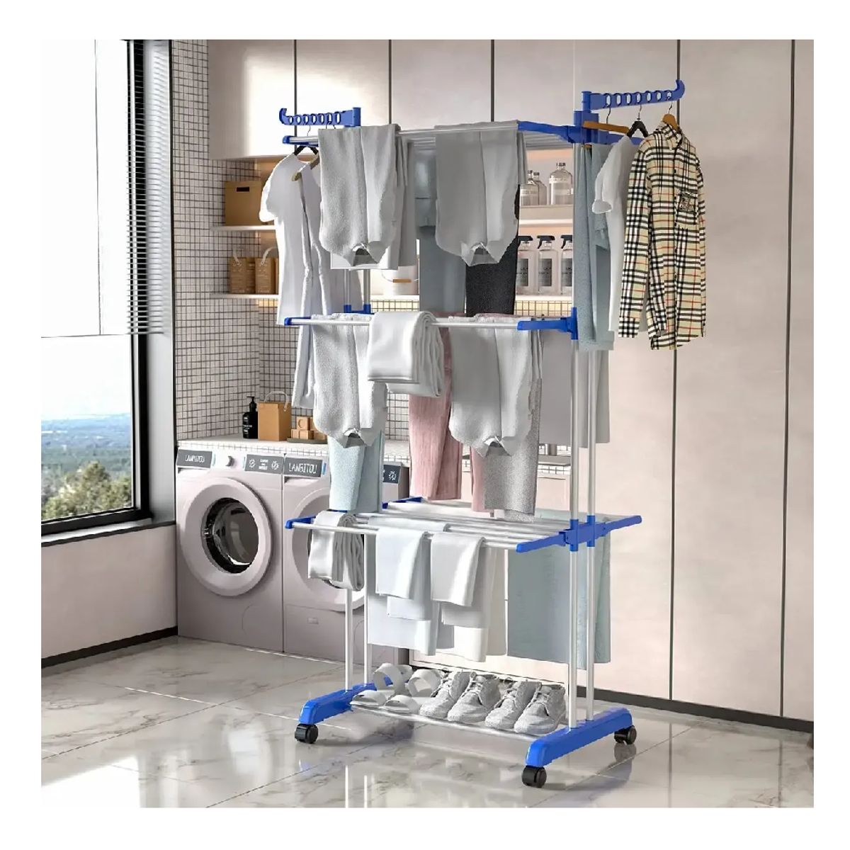 GENERICO - Tendedero Colgador Secador De Ropa Plegable de 3 Niveles con alas