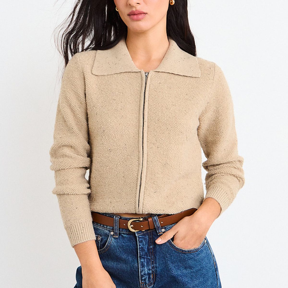 IO - Chaleco Liso Mujer Beige Io