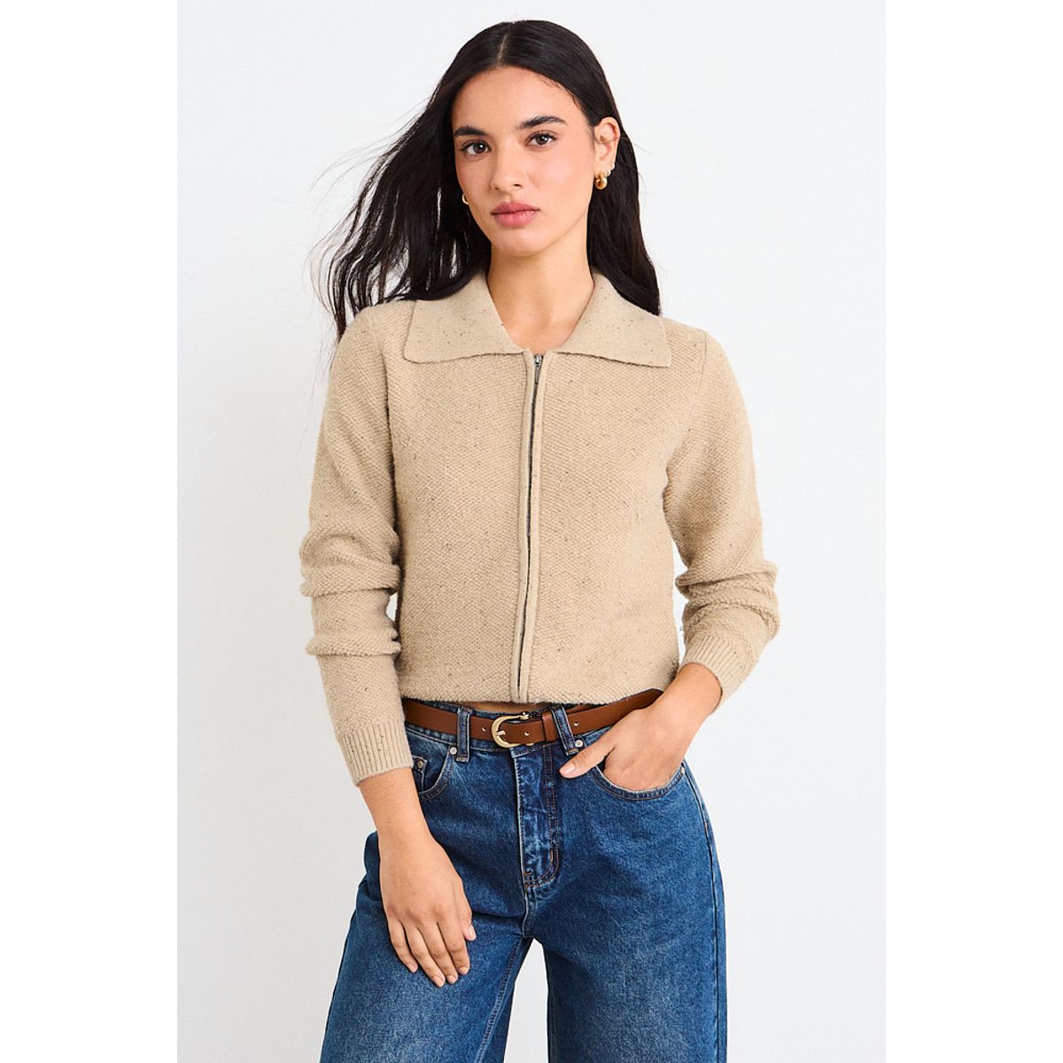 IO - Chaleco Liso Mujer Beige Io