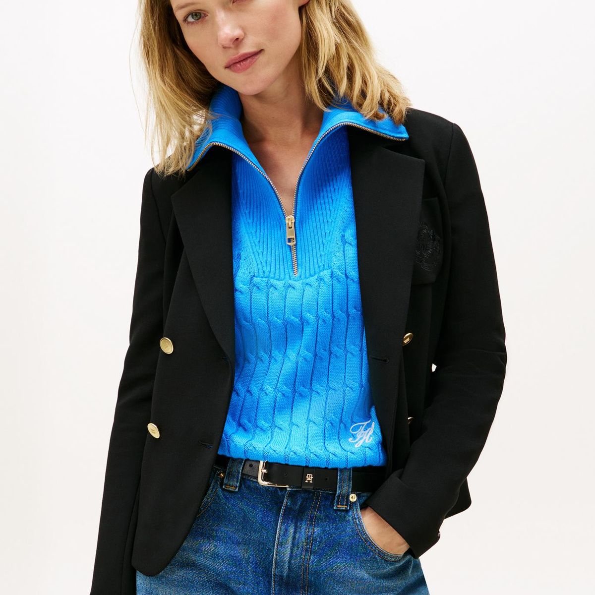 TOMMY HILFIGER - Blazer De Punto Slim Fit Negro Tommy Hilfiger