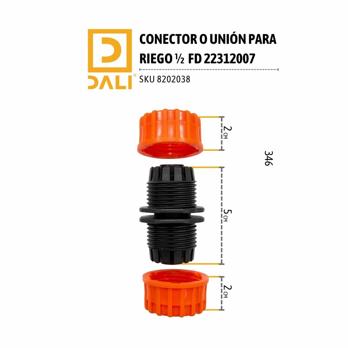 FINDER - Conector Unión para Riego 12”  Reparador y Extensor de Manguera