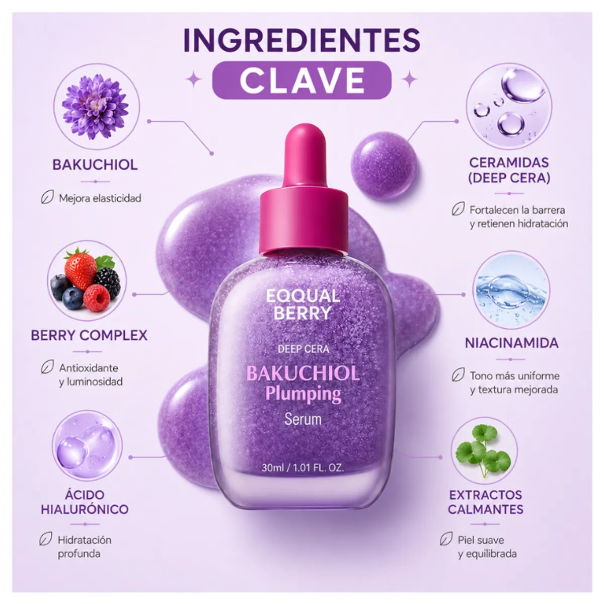 EQQUALBERRY - Serum Antiedad Bakuchiol Plumping Eqqualberry 30ml