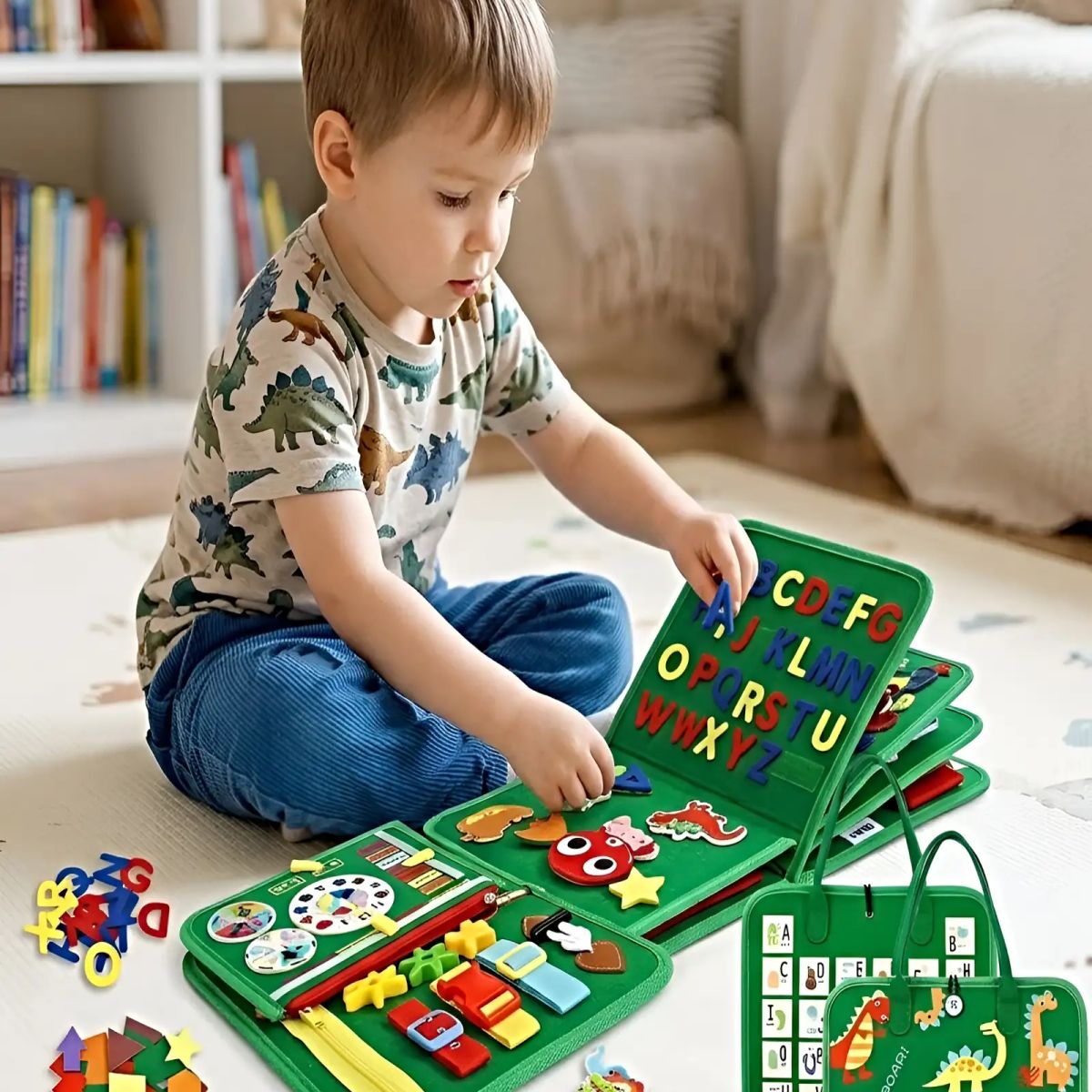 GENERICO - Libro Sensorial de 8 Páginas para bebes Verde