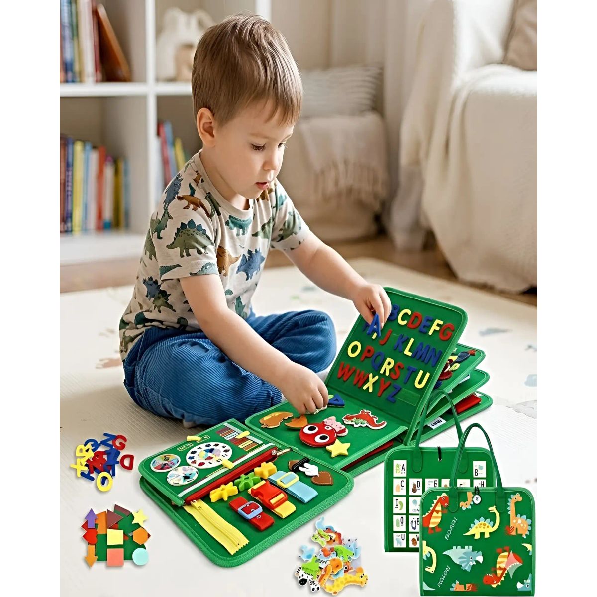 GENERICO - Libro Sensorial de 8 Páginas para bebes Verde