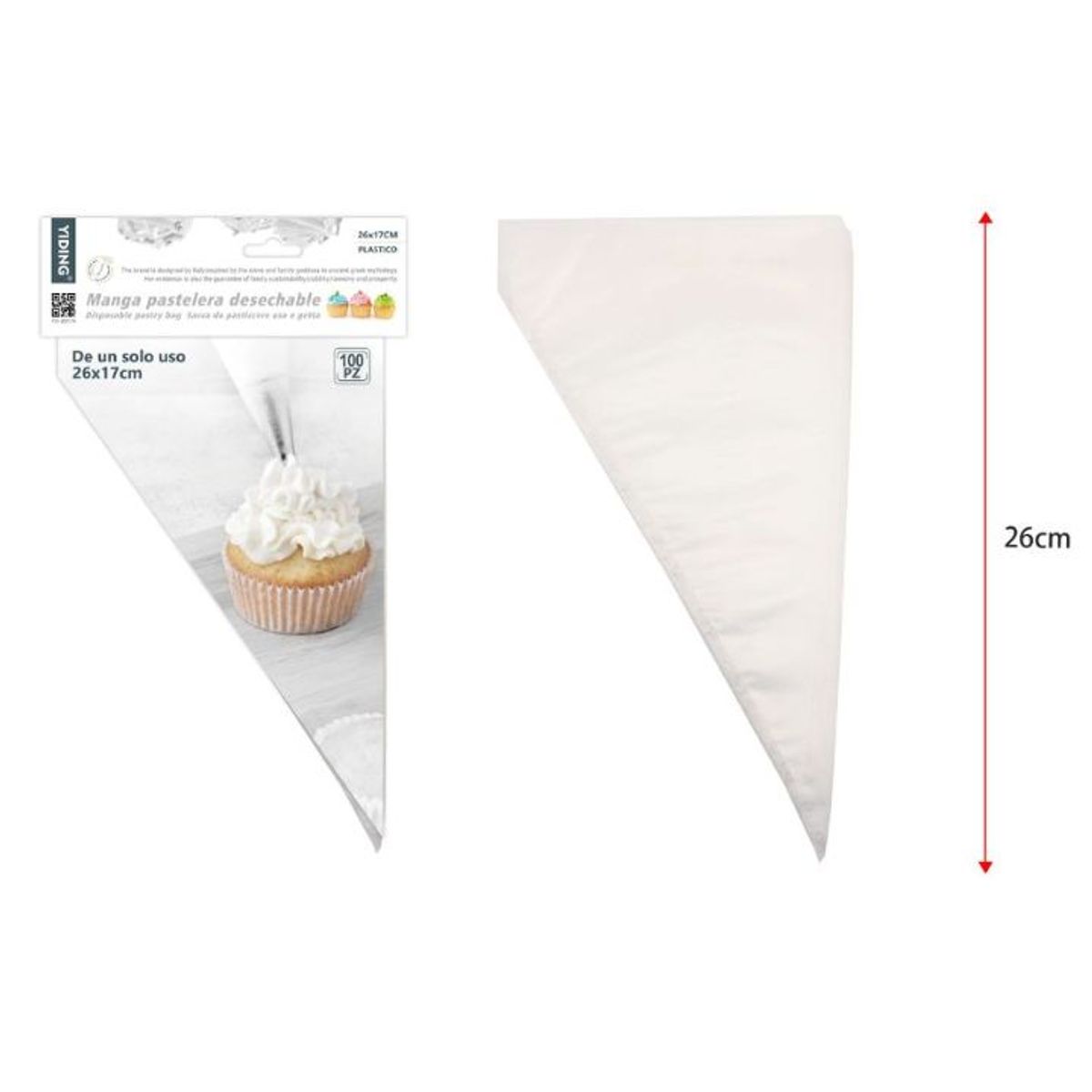 GENERICO - Mangas Pasteleras Desechables - 26cm x 17cm, Pack De 100 PCS