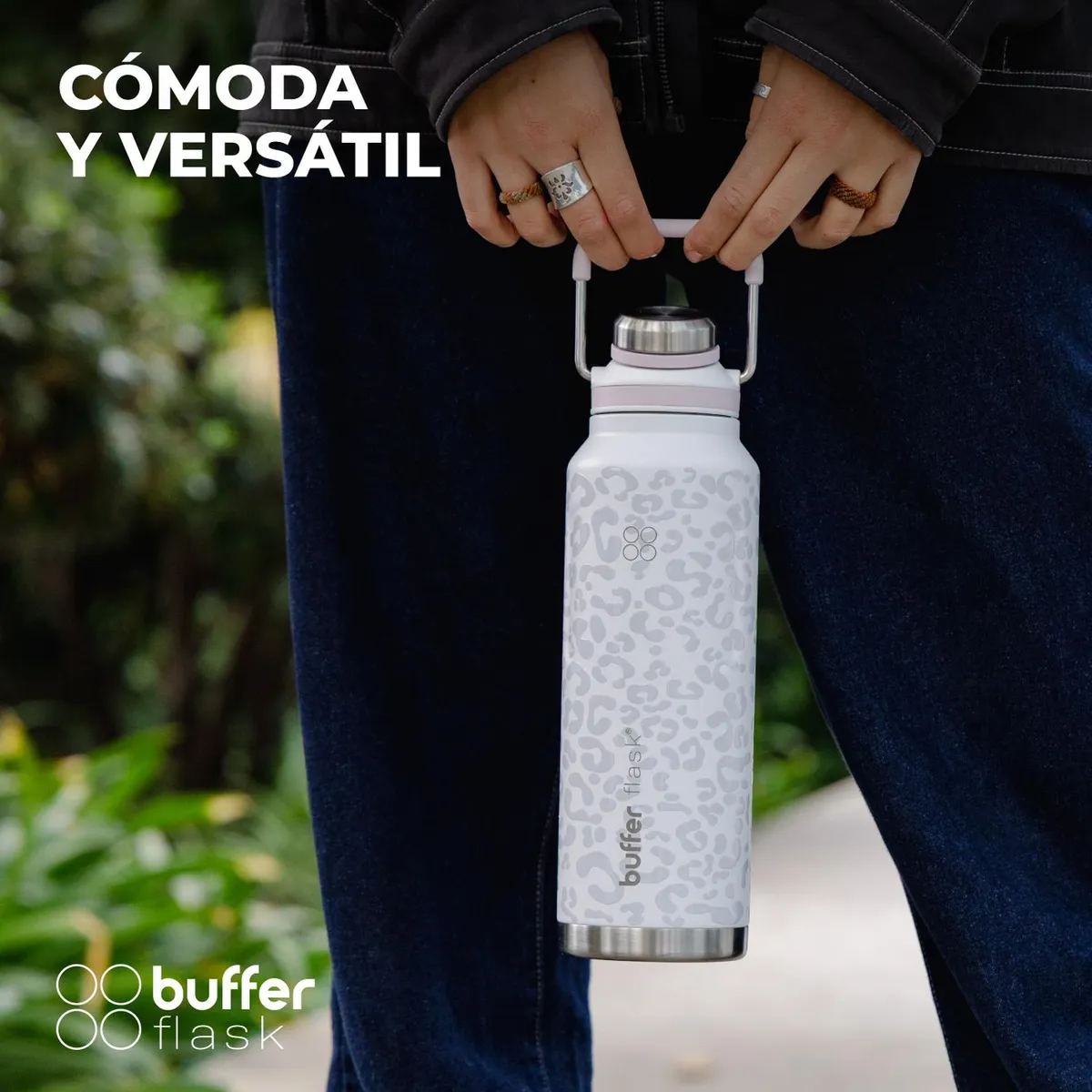 BUFFER FLASK - Termo Botella Agua Termica Buffer Acero Inoxidable 710ml - Blanco