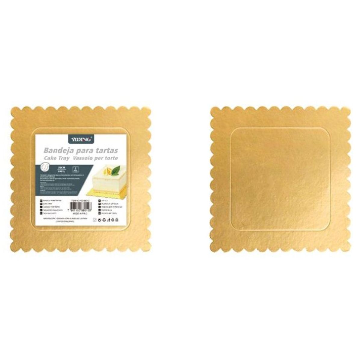 GENERICO - Bandejas Para Tartas Cuadradas - 20cm, Dorado, Pack de 5 PCS