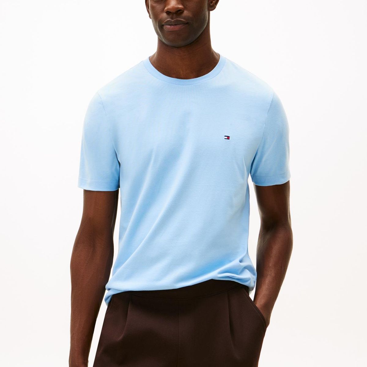 TOMMY HILFIGER - Polera Essential C-Neck Regular Fit Celeste Tommy Hilfiger