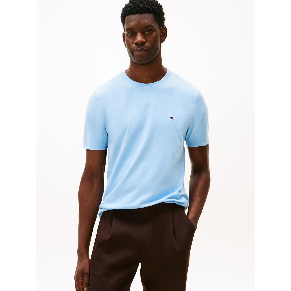 TOMMY HILFIGER - Polera Essential C-Neck Regular Fit Celeste Tommy Hilfiger