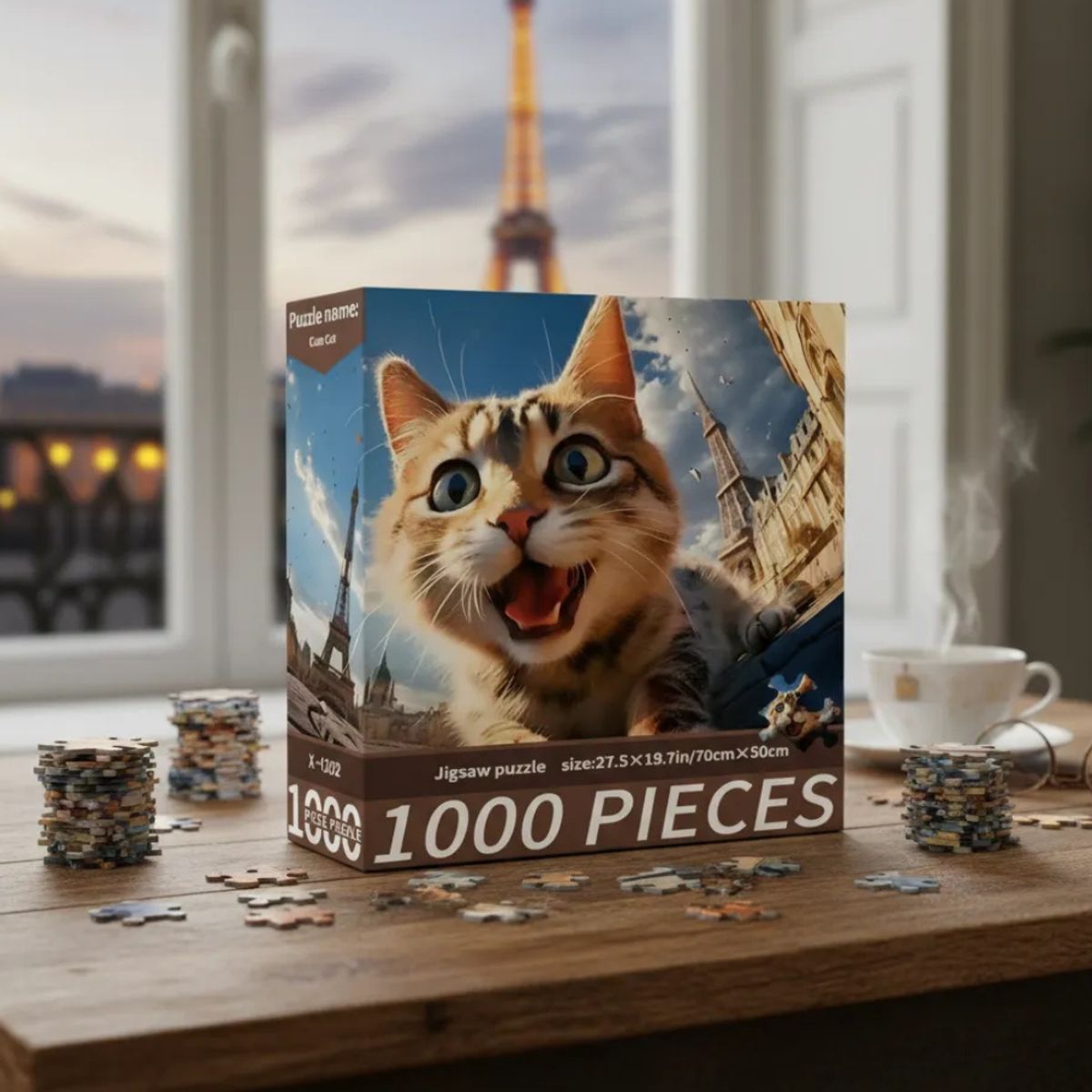 GENERICO - Rompecabezas 1000 Pzs Gato En Paris Cute Cat Puzzle