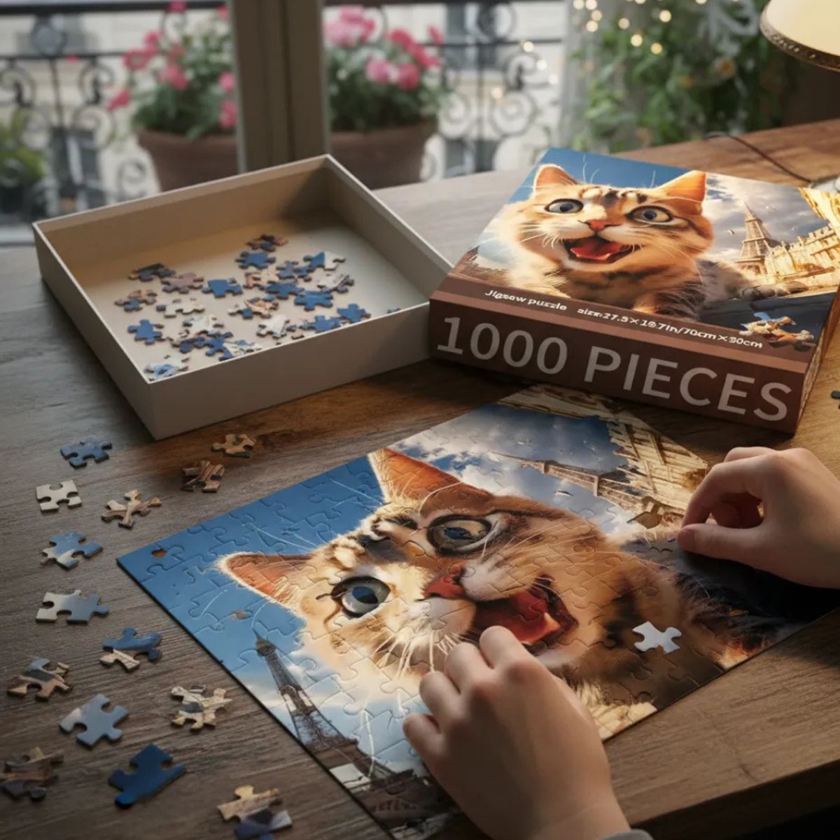 GENERICO - Rompecabezas diseño de Gato En Paris Cute Cat Puzzle 1000 pzs