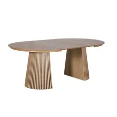RELAN - Mesa de Comedor Extensible Haven Diseño Acanalado Color Café Claro