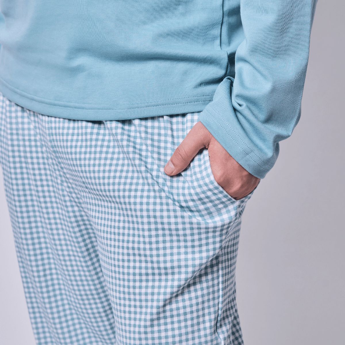 SIMPLY B - Pijama largo Vichy verde hombre