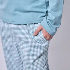 SIMPLY B - Pijama largo Vichy verde hombre