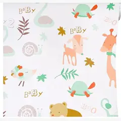 GENERICO - PAPEL MURAL AUTOADHESIVO INFANTIL ANIMALES MENTA BABY – PACK 3 ROLLOS 13.5m2
