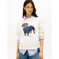 TOMMY HILFIGER - Polerón Solid Dog Logo Blanco