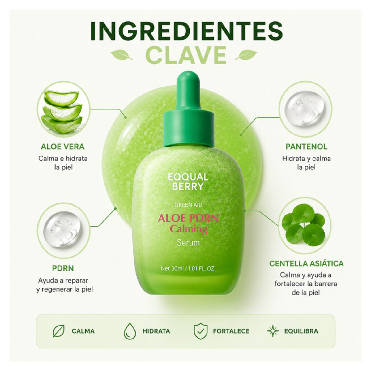 EQQUALBERRY - Serum Hidratantante Aloe PDRN Calming Eqqualberry 30ml