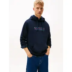 TOMMY HILFIGER - Polerón Hoodie Con Logo Azul Tommy Jeans
