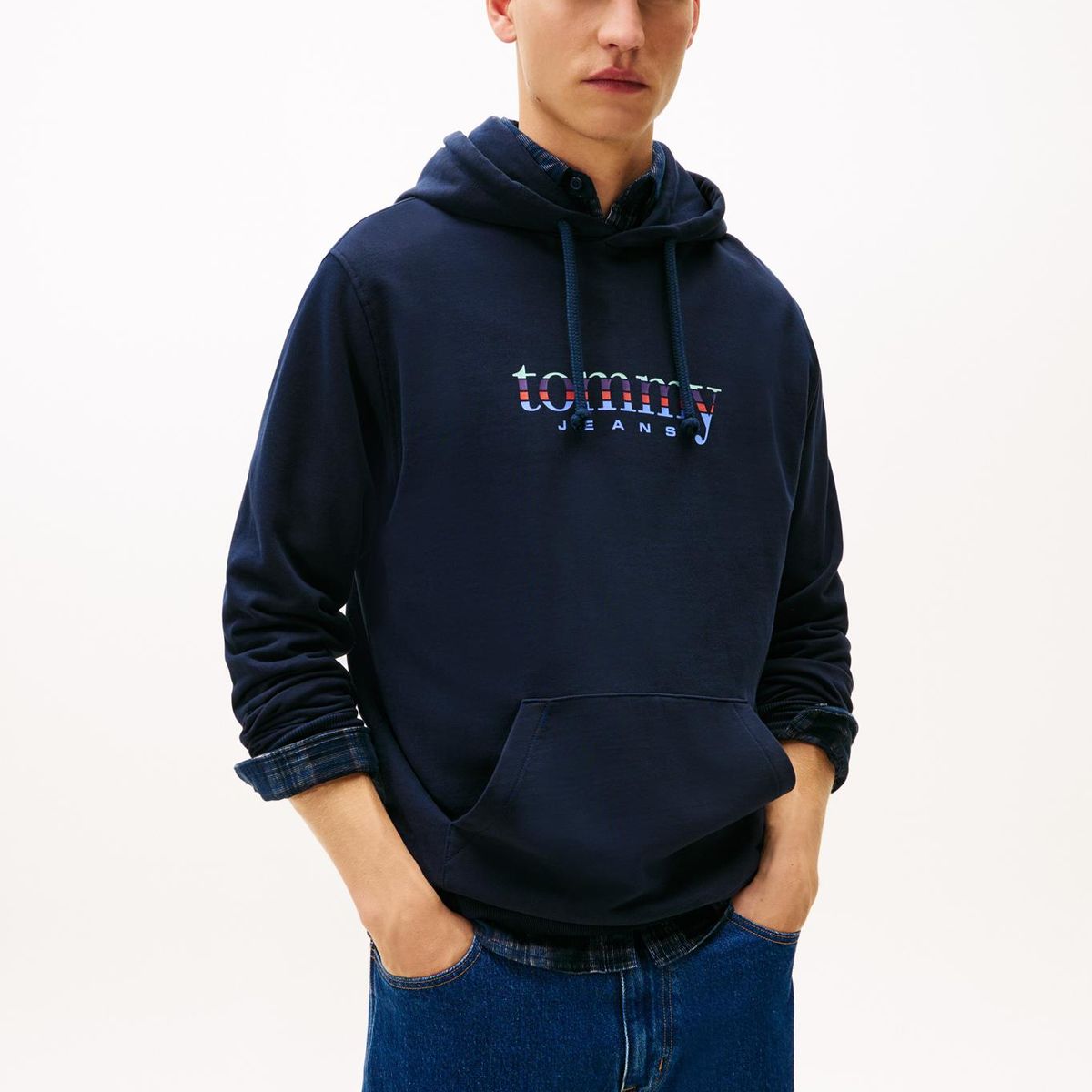 TOMMY HILFIGER - Polerón Hoodie Con Logo Azul Tommy Jeans