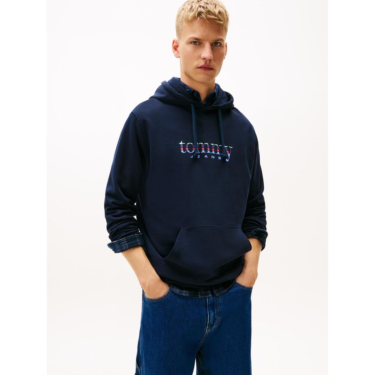 TOMMY HILFIGER - Polerón Hoodie Con Logo Azul Tommy Jeans