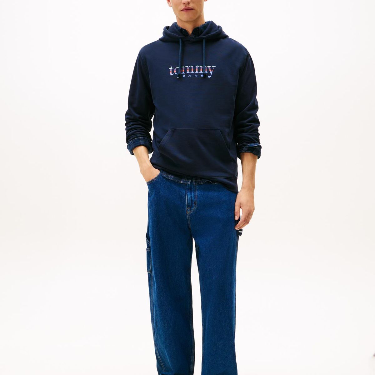 TOMMY HILFIGER - Polerón Hoodie Con Logo Azul Tommy Jeans