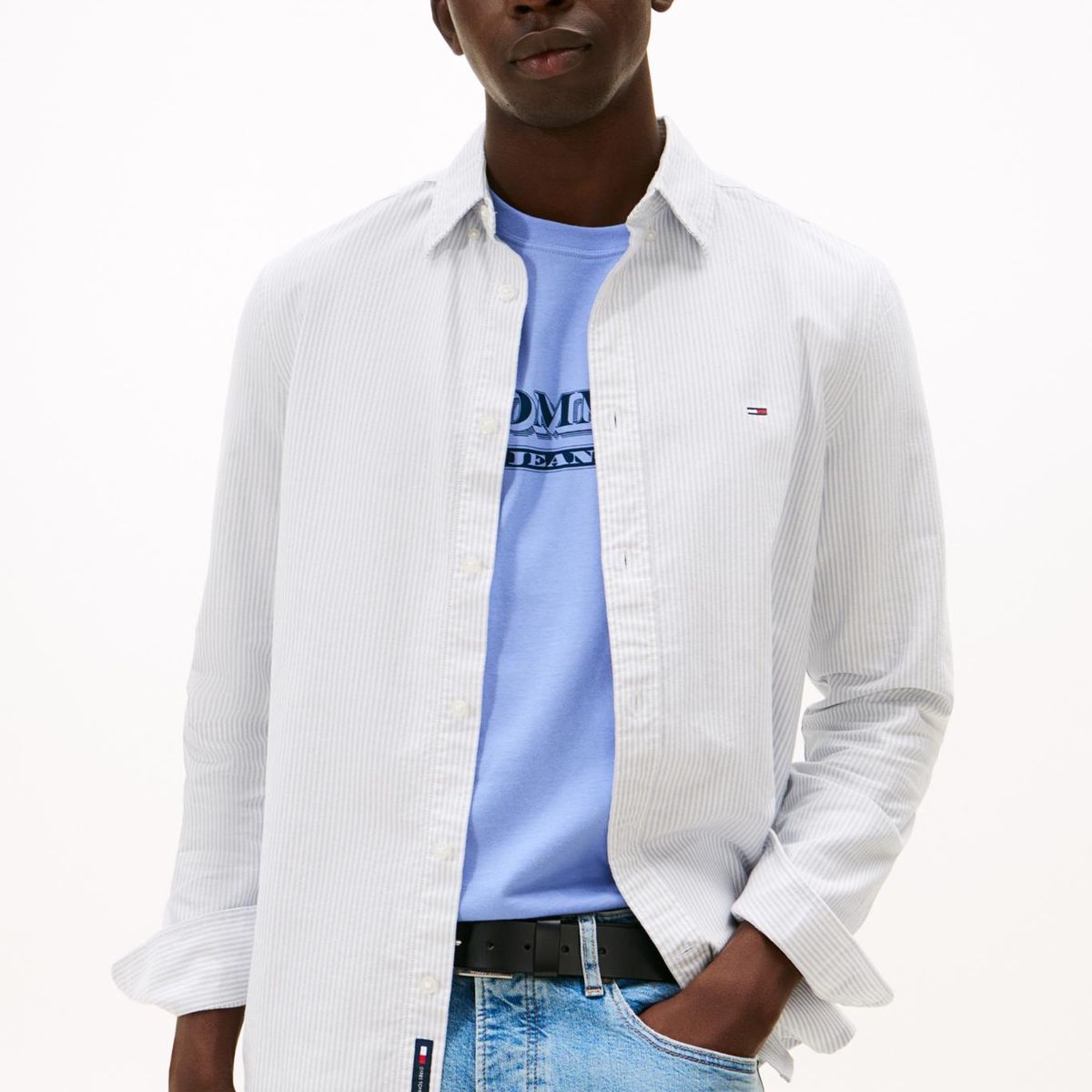 TOMMY HILFIGER - Camisa Diseño De Rayas Slim Fit Blanco Tommy Jeans