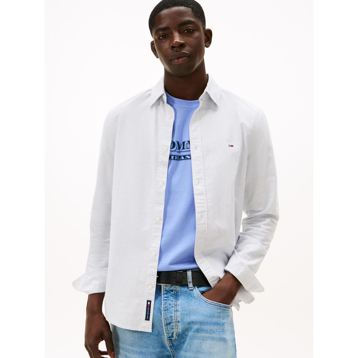 TOMMY HILFIGER - Camisa Diseño De Rayas Slim Fit Blanco Tommy Jeans
