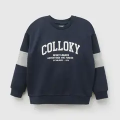 COLLOKY - Poleron polycotton niño azul marino 3-4A a 12-13A