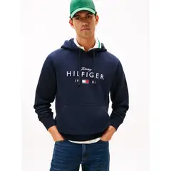 TOMMY HILFIGER - Polerón Hoodie Con Logo Azul