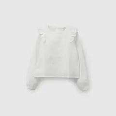 COLLOKY - Blusa bambula niña crema 3-4A a 12-13A