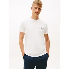 TOMMY HILFIGER - Polera Con Logo Signature Regular Fit Blanco Tommy Jeans