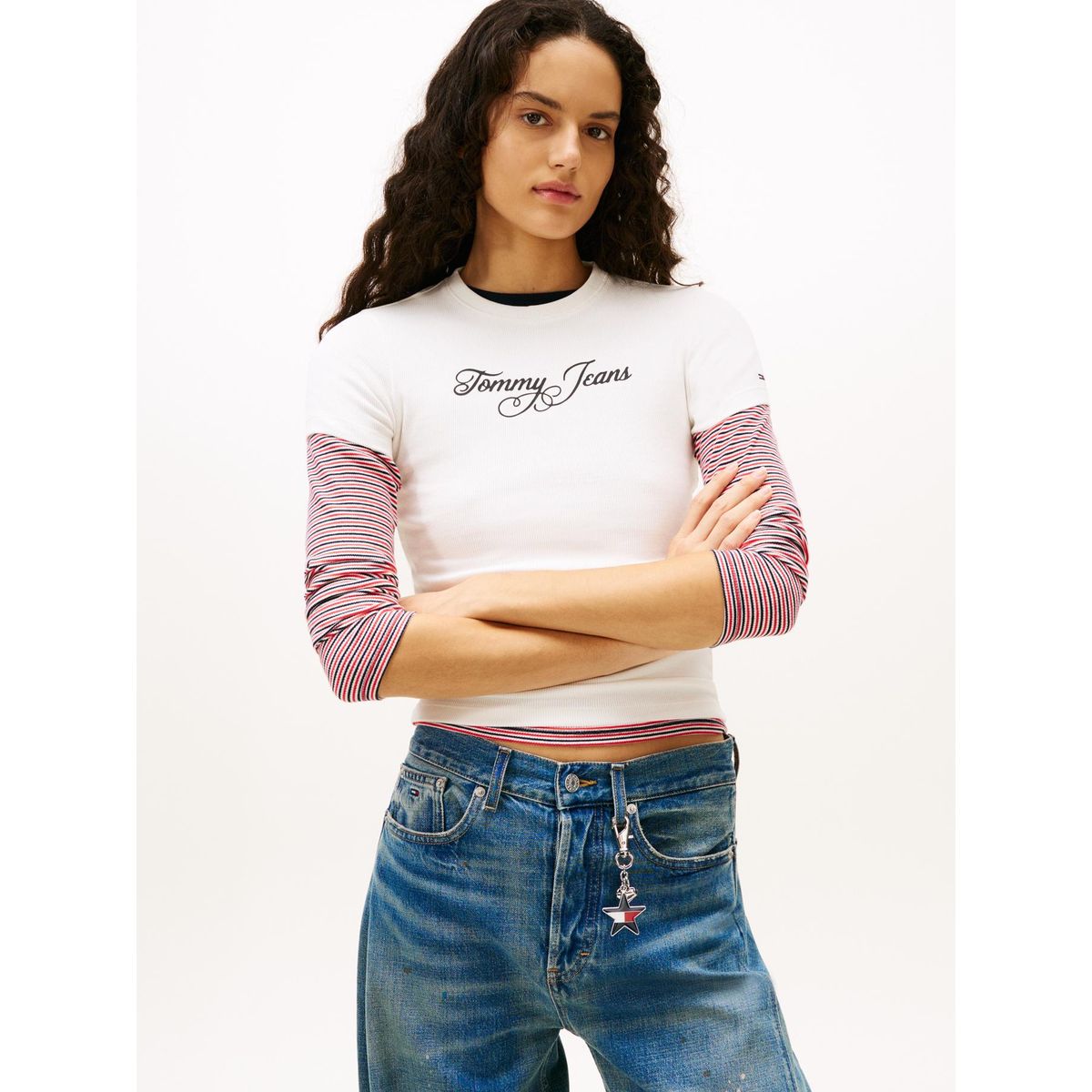 TOMMY HILFIGER - Polera Essential Slim Fit Blanco Tommy Jeans