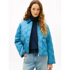 TOMMY HILFIGER - Parka Acolchada Con Logo Turquesa