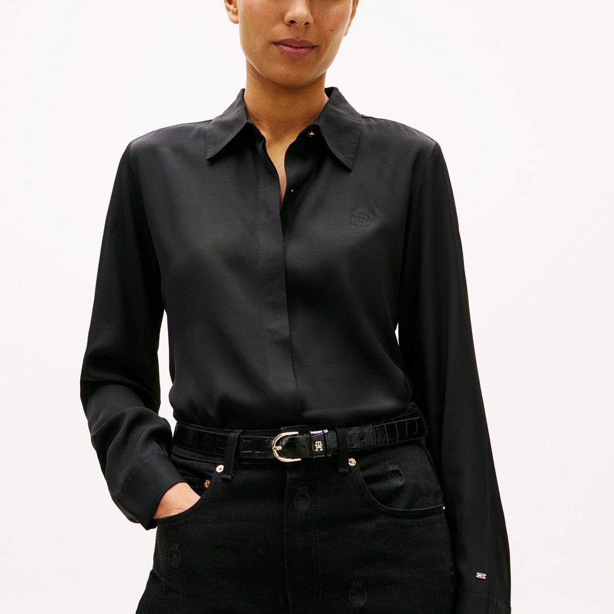 TOMMY HILFIGER - Camisa Twill Regular Fit Negro Tommy Hilfiger