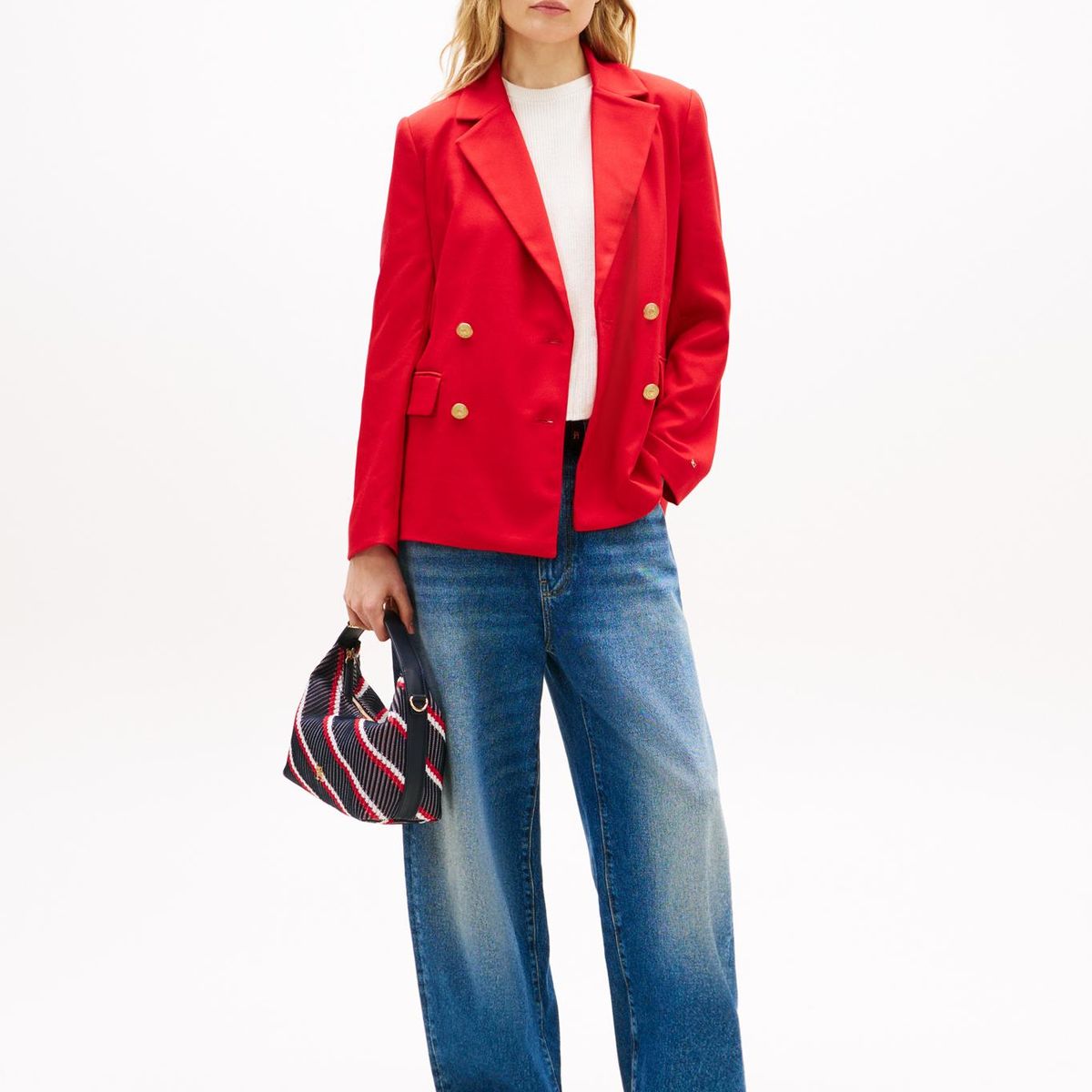 TOMMY HILFIGER - Blazer Con Estampado De Cuadros Rojo Tommy Hilfiger