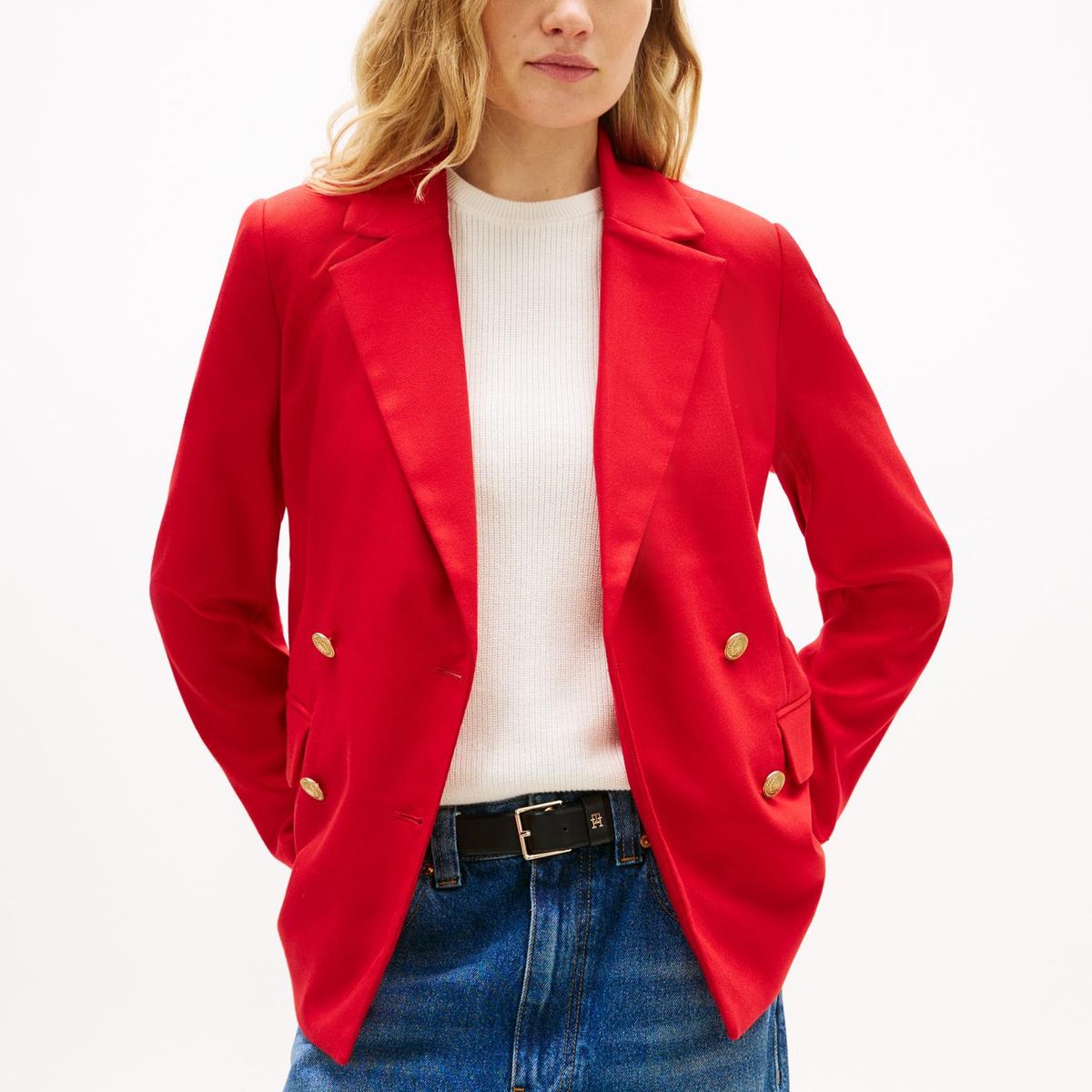 TOMMY HILFIGER - Blazer Con Estampado De Cuadros Rojo Tommy Hilfiger