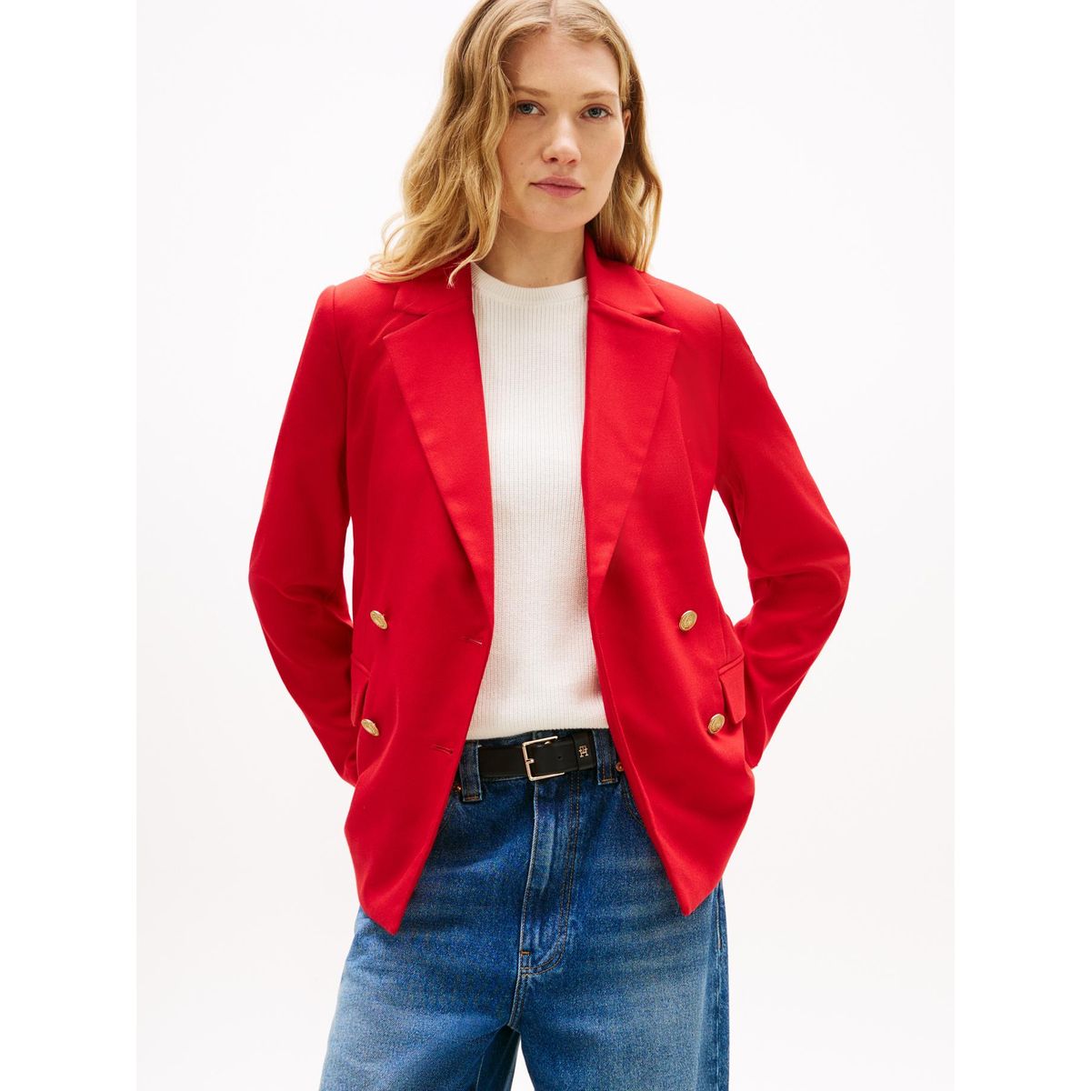 TOMMY HILFIGER - Blazer Con Estampado De Cuadros Rojo Tommy Hilfiger