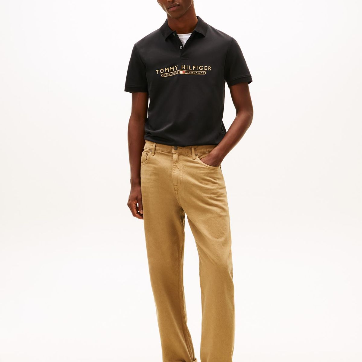 TOMMY HILFIGER - Polo Interlock Lux Regular Fit Negro Tommy Hilfiger