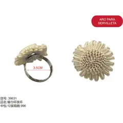 GENERICO - Aro para servilletas (DISEÑO DE FLOR TEJIDA BLANCA - 3.5CM) 39631