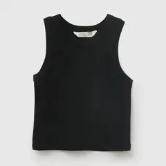 COLLOKY - Polera rib niña negro 3-4A a 12-13A